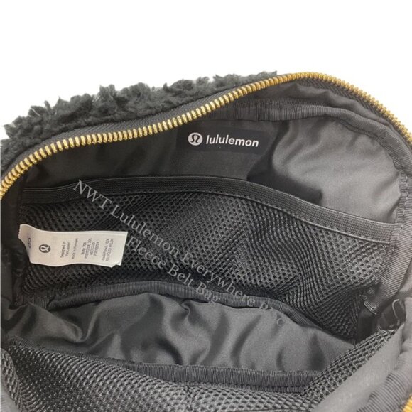 NWT Lululemon GOLD Hardware Everywhere Black FLEECE Belt Bag Fanny Pack … - Picture 11 of 15